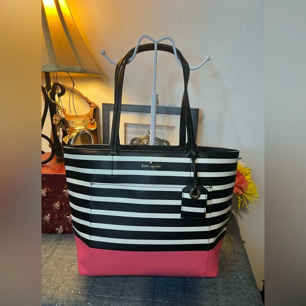 Kate Spade Tote - Blk/White/Hot Pink (Multi Color) EUC